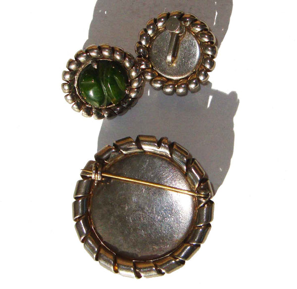 Vintage Bakelite Brooch & Earrings
