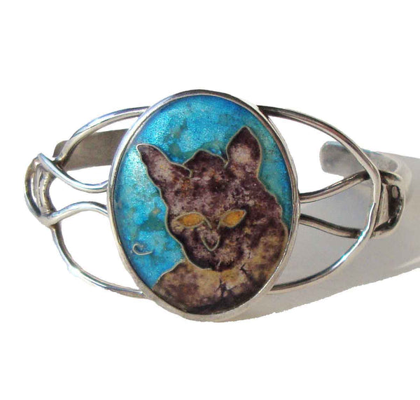 Vintage Cloisonne Cat Bracelet