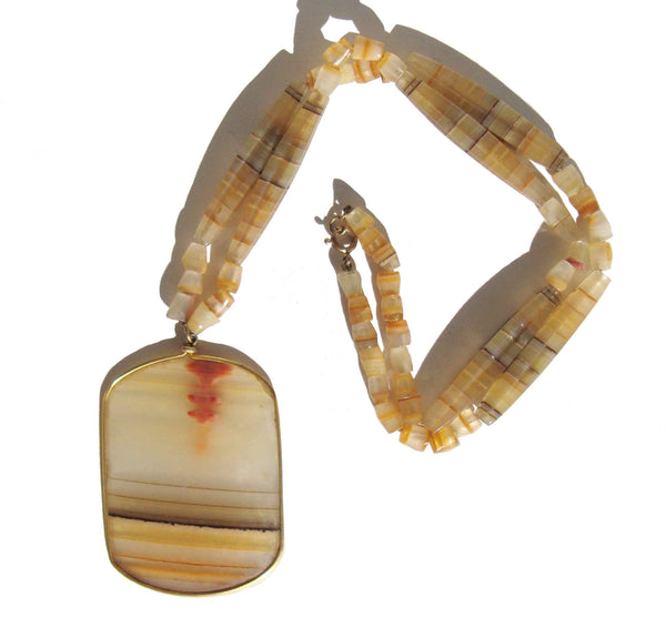 1960s Statement Necklace Natural Onyx 