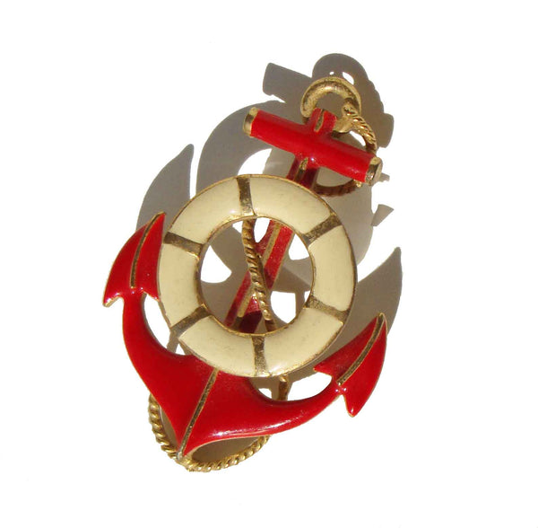 Vintage Anchor Brooch Nautical Pin