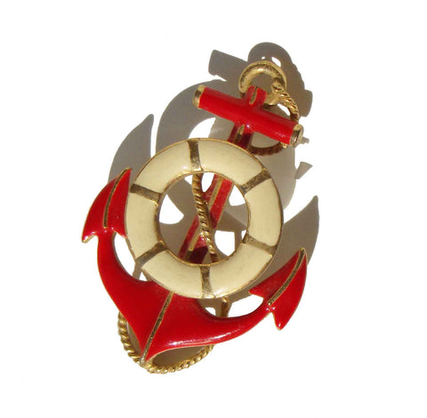 Vintage Anchor Brooch Nautical Pin