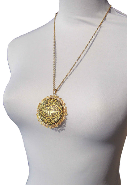 Vintage Toledo Damascene Medallion Necklace