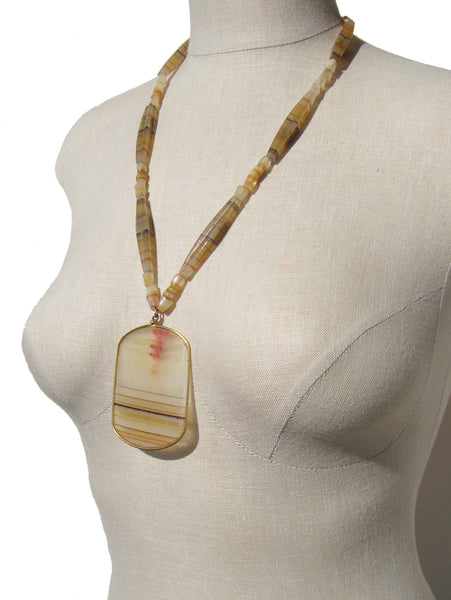1960s Natural Onyx Necklace - Metro Retro Vintage