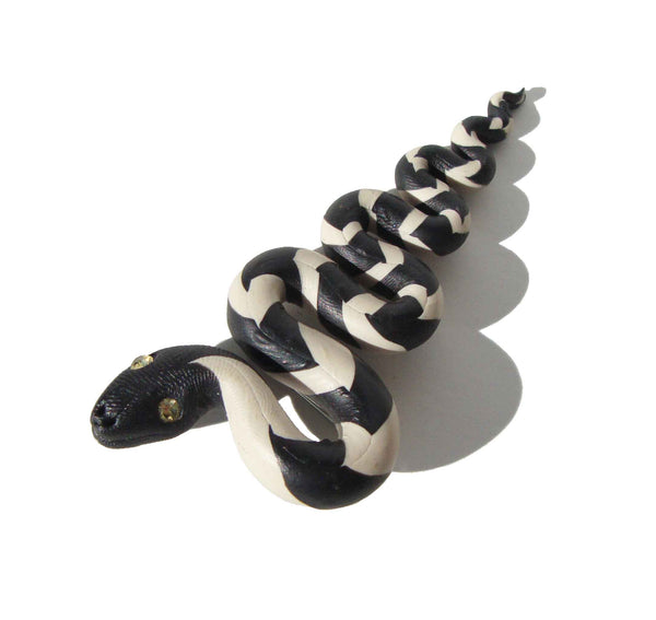 Vintage Michaela Frey Snake Brooch Polymer Clay Serpent Pin