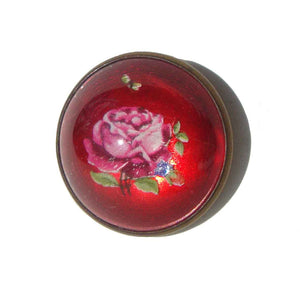 Vintage Horse Bridle Rosette Brooch Red & Pink Rose Flower Pin