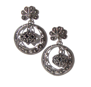 Vintage Silver Filigree Spanish Hoop Earrings – Softouch Clips