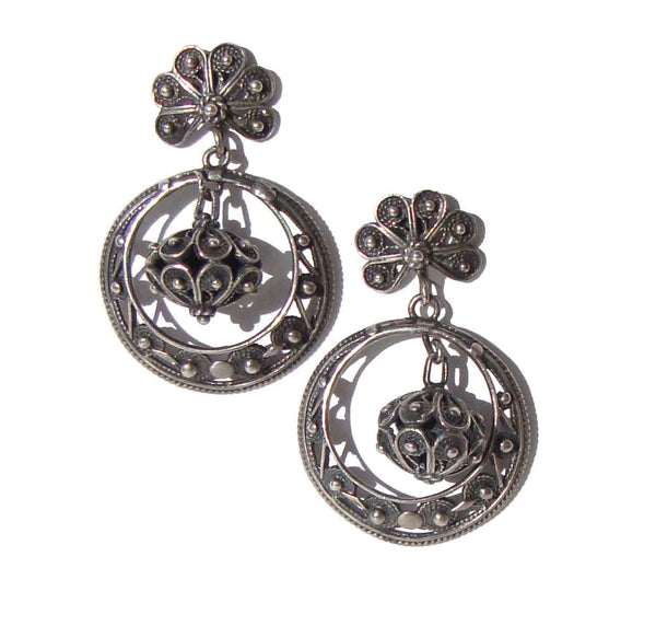 Vintage Silver Filigree Spanish Hoop Earrings – Softouch Clips