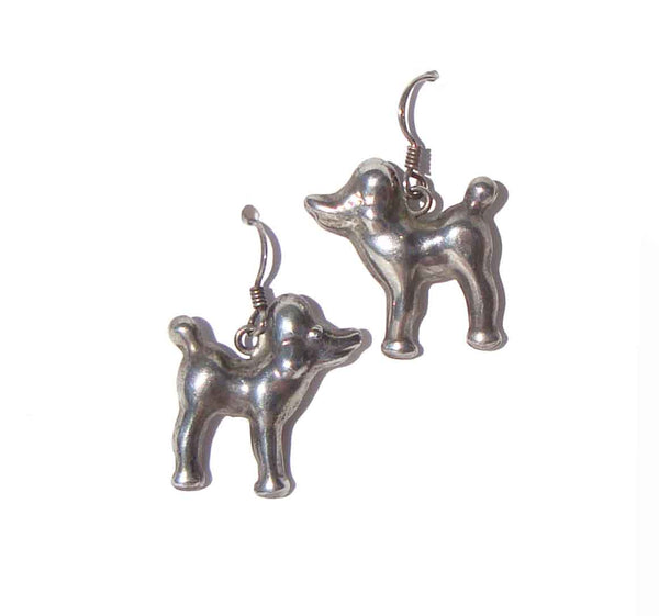 Vintage Sterling Silver Poodle Dog Earrings