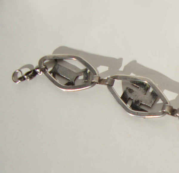 Vintage 30s Fred Harvey Link Bracelet Coin Silver Thunderbird Horse Dog