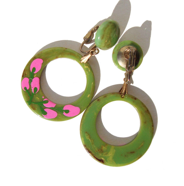 Vintage Bakelite Earrings Painted Hoops – Metro Retro Vintage