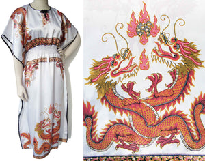 Vintage Kaftan Chinese Dragon Novelty Print Caftan M
