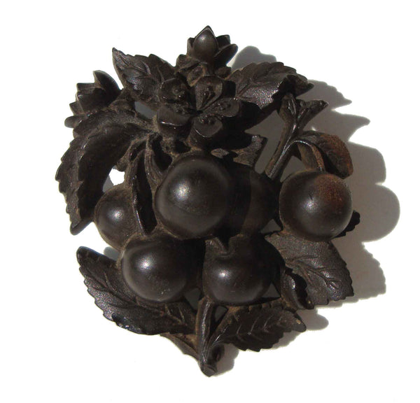 Antique Carved Gutta Percha Brooch Pin