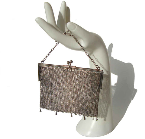 Antique Chainmail Purse Chatelaine Mesh Bag