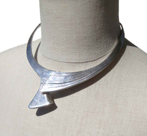 Vintage Zagal Collar Sterling Silver Taxco Sculptural Neck Ring Necklace