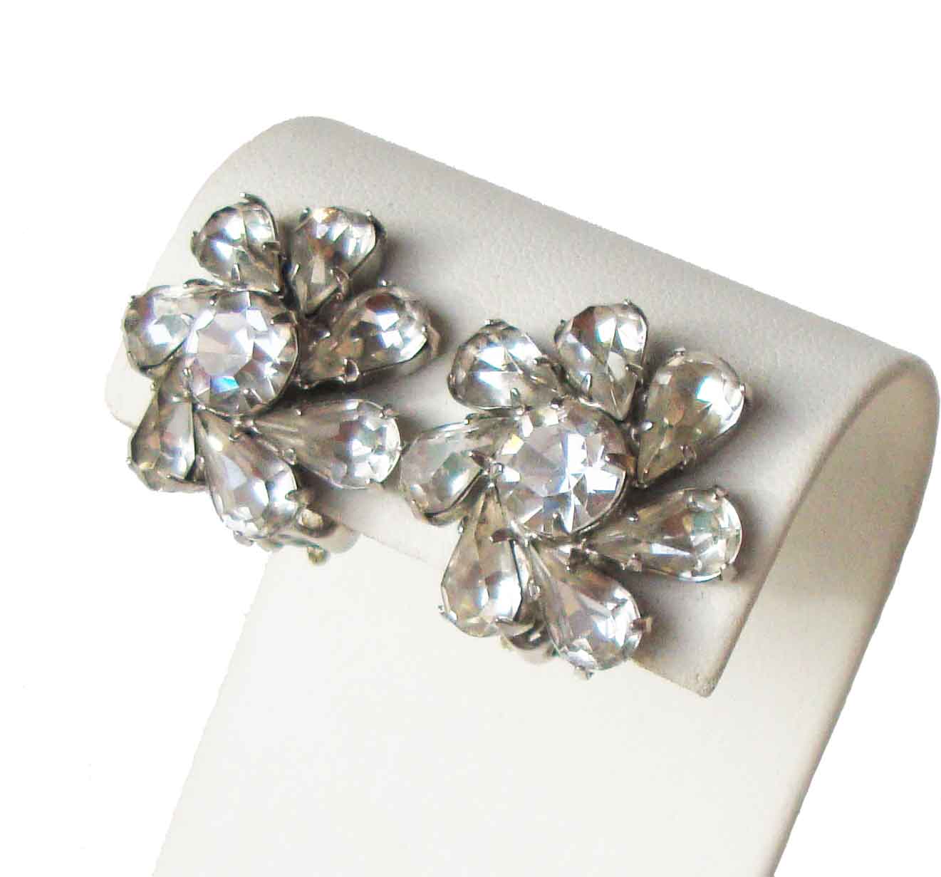 Vintage 50s Warner Rhinestone Cocktail Earrings