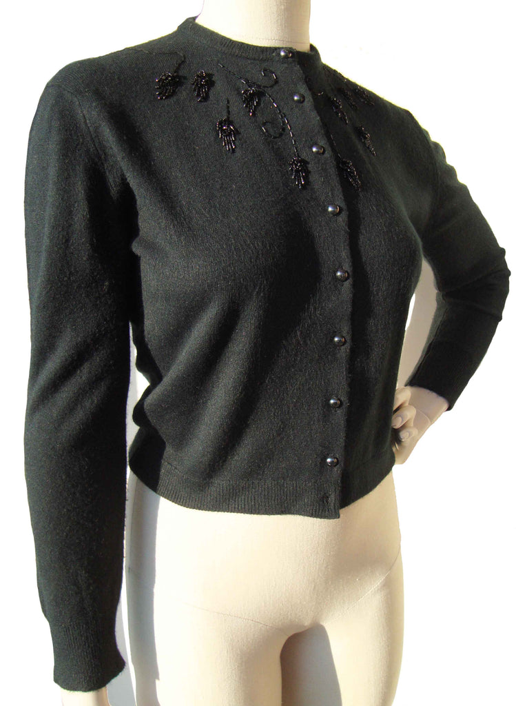 90's Vintage Beaded Black Wool Cardigan Sweater talbots Women's Petite Size  Medium -  Canada