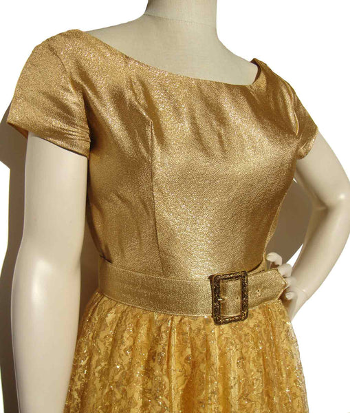 1960s Gold Party Dress - Metro Retro Vintage