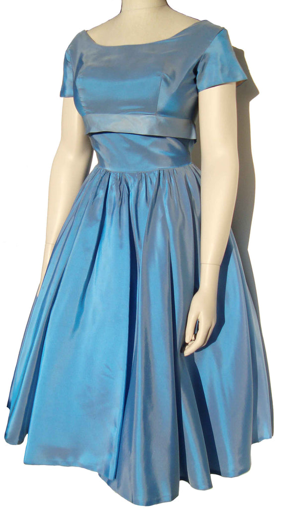 Vintage 50s Party Dress Blue Taffeta Cocktail Dress S Vintage 50s Party Dress Blue Taffeta Cocktail Dress S