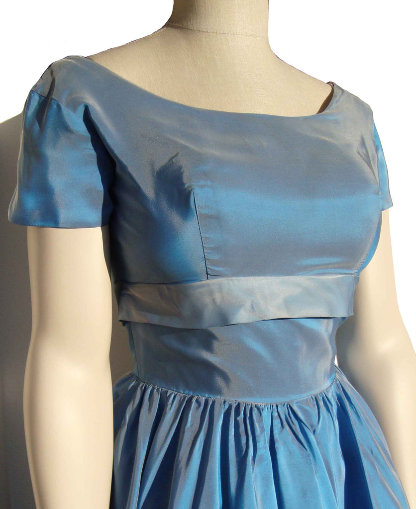 Vintage 50s Party Dress Blue Taffeta Cocktail Dress S Vintage 50s Party Dress Blue Taffeta Cocktail Dress S