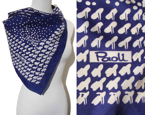 Vintage 60s Paoli Scarf Modernist Blue & White