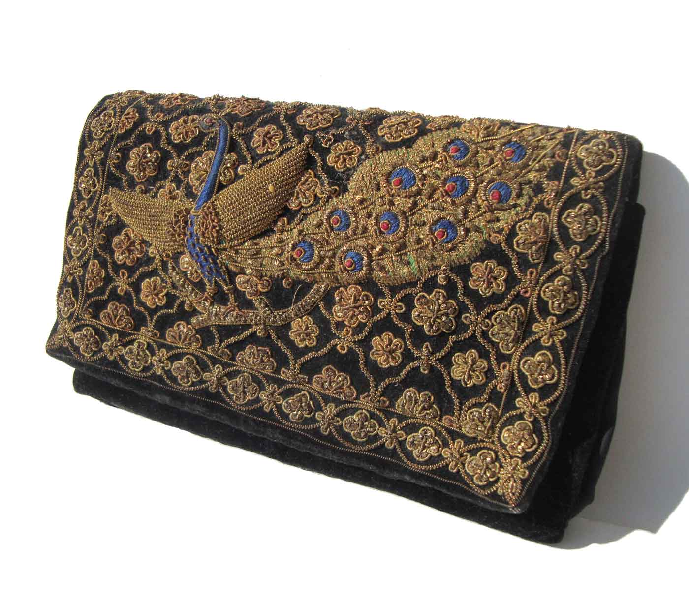 Vintage Zardozi Peacock Purse Embroidered Indian Clutch