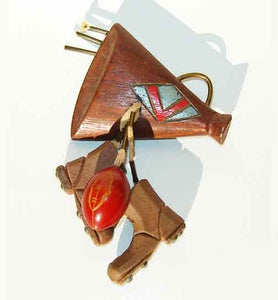 Martha Sleeper Bakelite & Wood Football Brooch