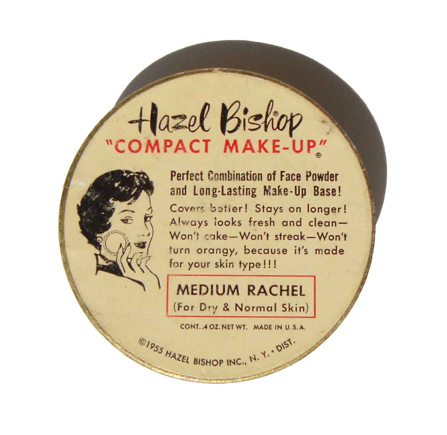 Vintage 50s Hazel Bishop Compact Makeup Cosmetic