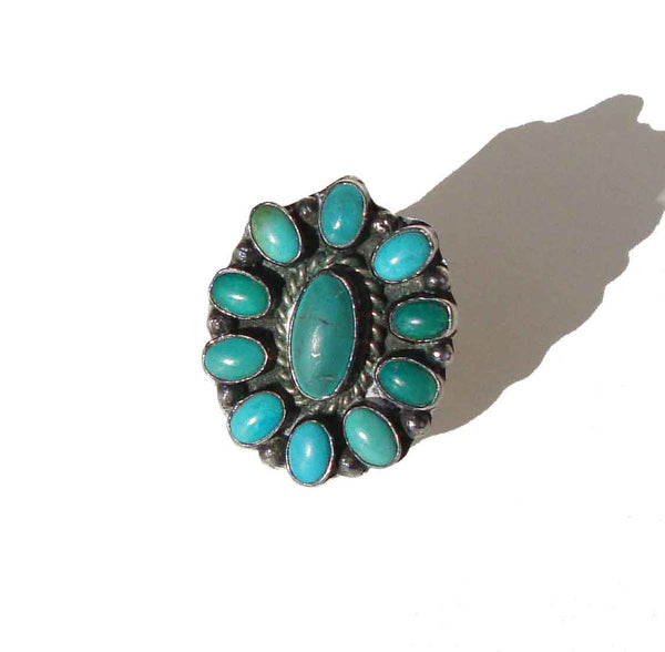 Zuni Turquoise Cluster Ring