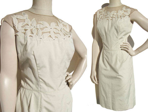 Vintage 60s White Sheath Dress Shantung M – Jean of California