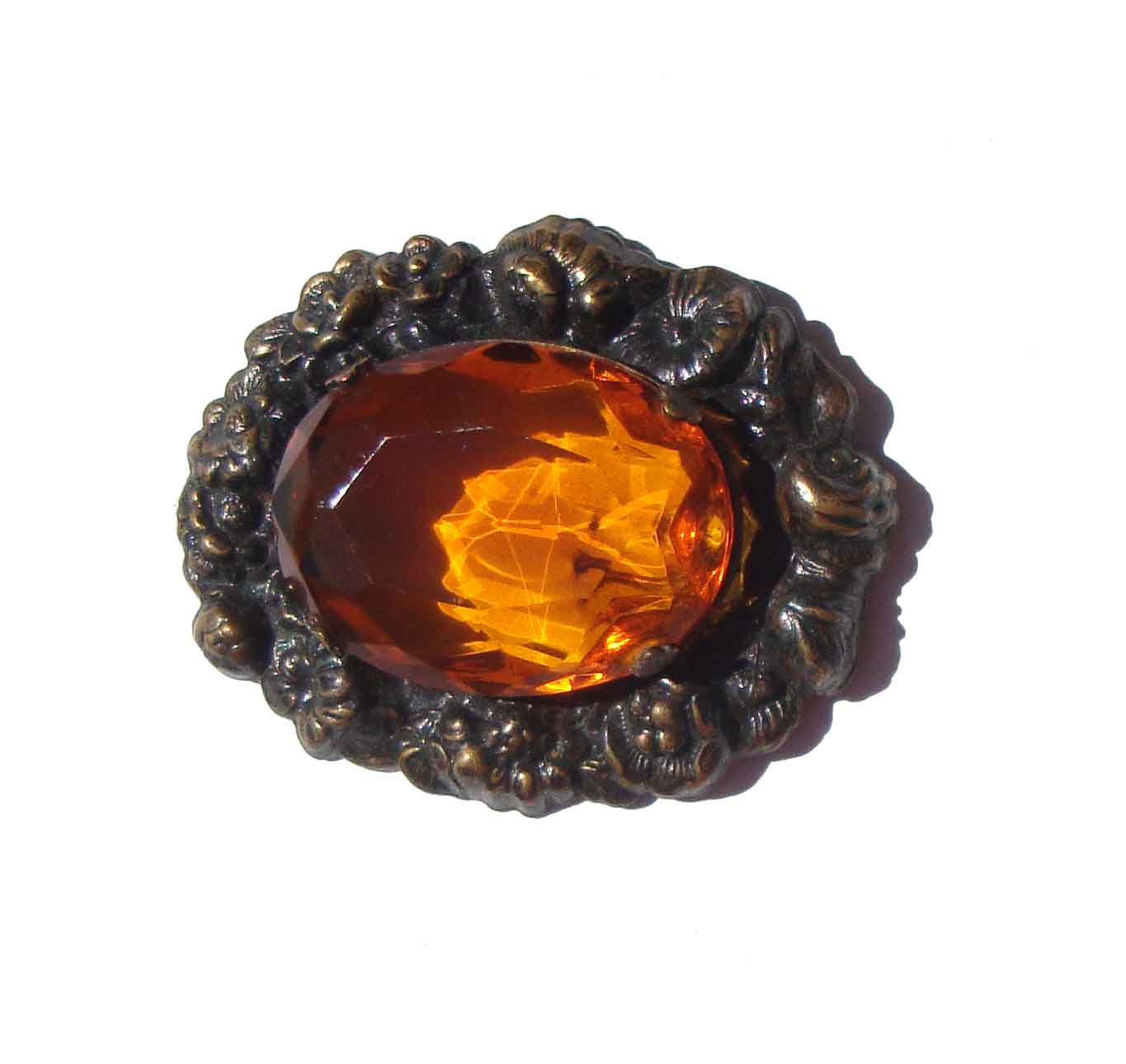 Vintage Bomae Original Topaz Glass Nouveau Cocktail Brooch
