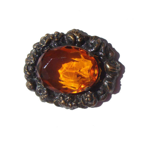 Vintage Bomae Original Topaz Glass Nouveau Cocktail Brooch