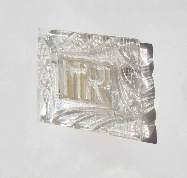 1940s Carved Lucite Initials Brooch Pin