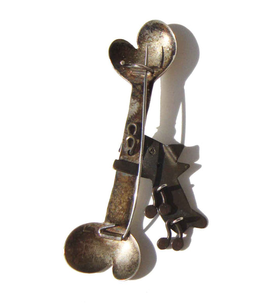Articulated Dog & Bone Brooch Pin