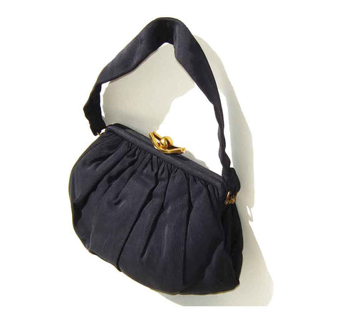 1930s Navy Blue Faille Handbag