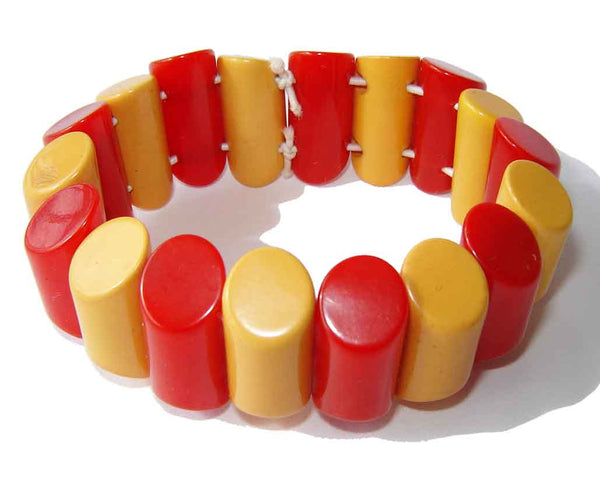 Vintage Red & Yellow Bakelite Bracelet