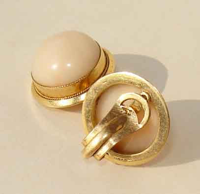Vintage 750 Gold & Coral European Earrings
