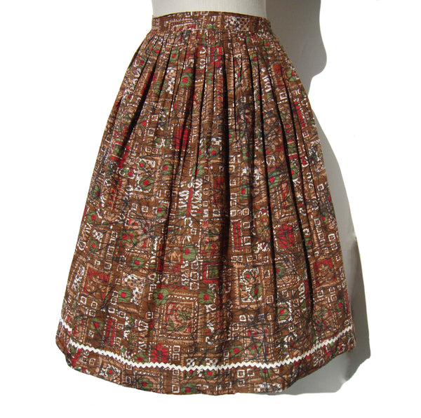 1960s Cotton Skirt Atomic Print