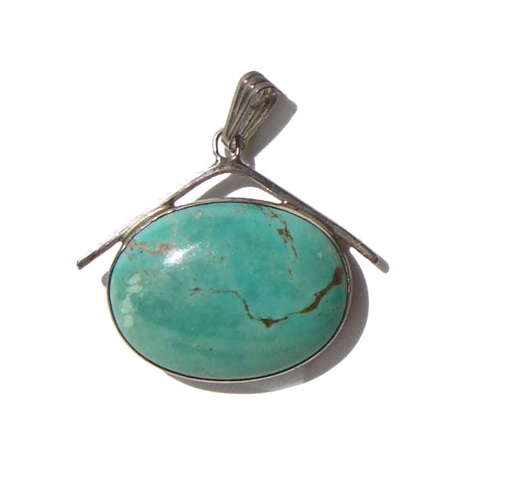 Vintage Navajo Sterling Turquoise Pendant - Renell Perry