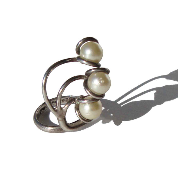 Silver & Pearls Cocktail Ring