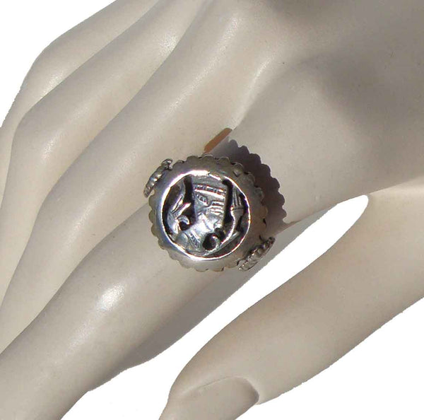 Vintage Nefertiti Ring Ancient Egyptian Silver Cameo Sz 9