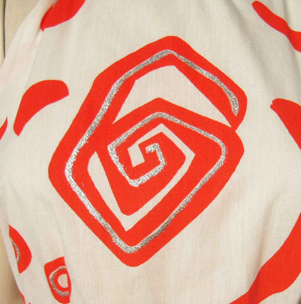 Red & Silver Swirl Dress Pattern