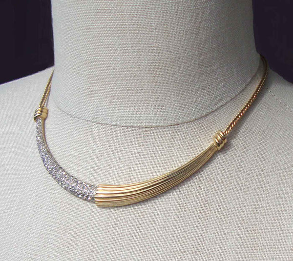Vintage Adolfo for Mazer Necklace Swarovski Collar Choker