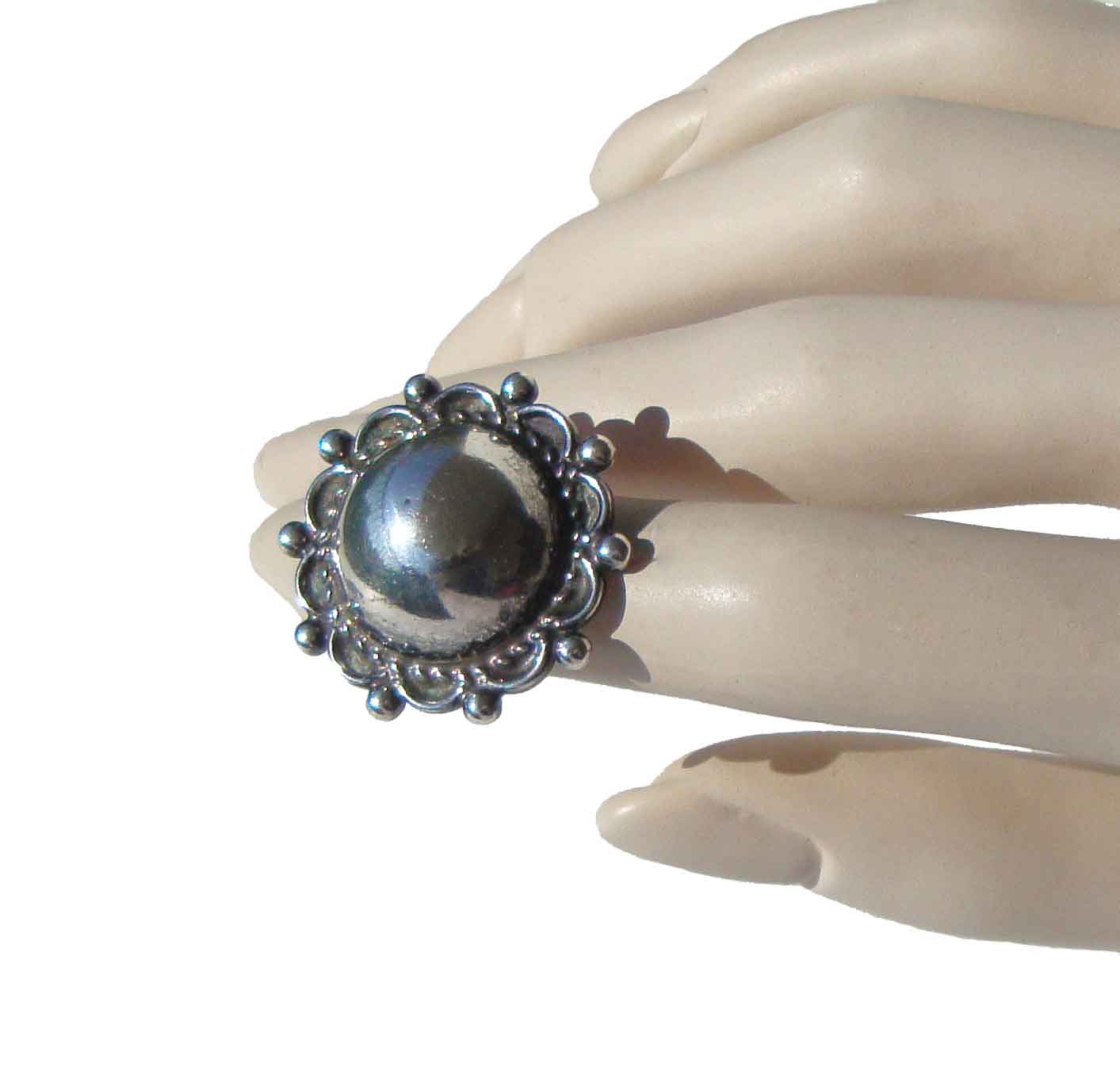 Vintage 30s Fred Harvey Silver Domed Ball Ring Sz 5.25