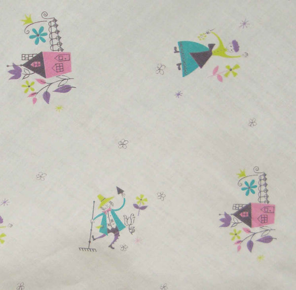 Close Up of Novelty Print on Vintage 50s Dress