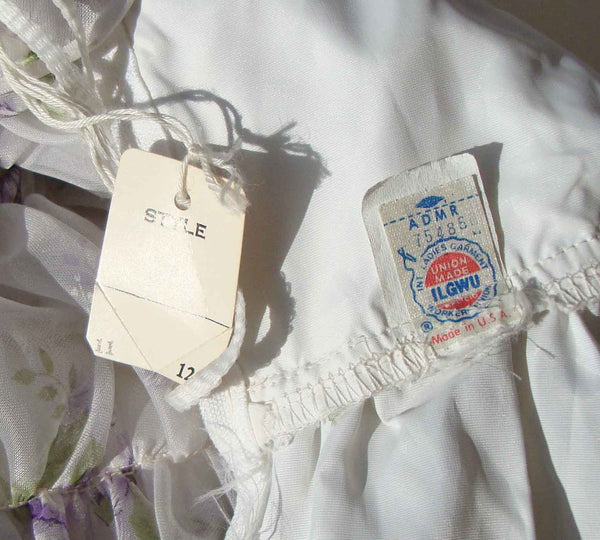 Label on Vintage 70s Floral Gown Dress