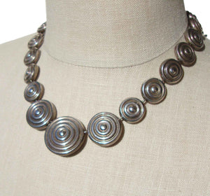 Vintage 70s Bayanihan Modernist Necklace Sterling Silver Choker