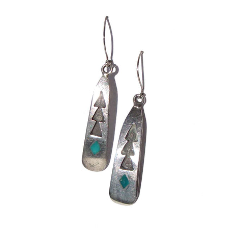 Vintage Southwestern Earrings Indian Sterling Turquoise Drops
