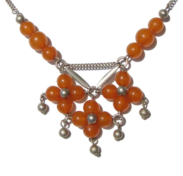 Vintage 70s Baltic Amber Beaded Fringe Necklace