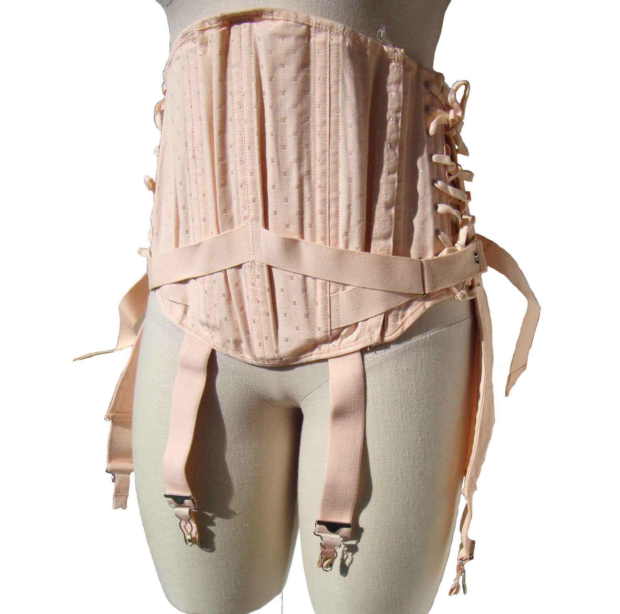 Vintage Kellogg Corset Girdle Boned Lace Up Garters Deadstock in Box M  Edit alt text