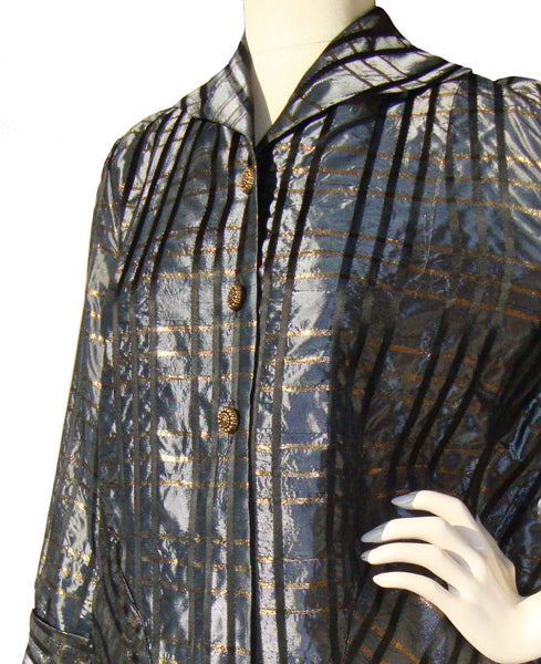 50s Rockabilly Jacket Gray Taffeta